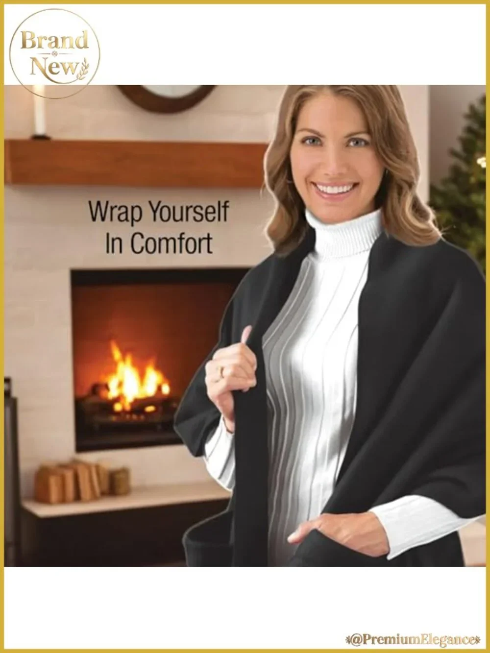 Cozy Fleece Wrap Shawl with Large Front Pockets Winter Warm